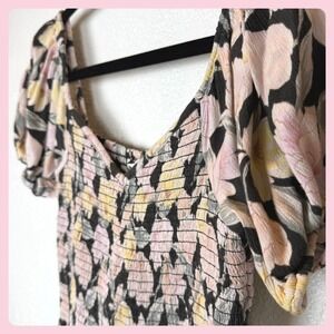 American Eagle Outfitters Womens XS Petite Floral Smocked Puff Sleeve Dress